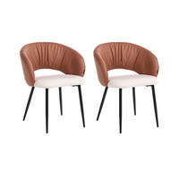 STUHL 2er-Set Stoff Goldbraun Walla - Beige/Schwarz, Textil (58/77/56cm) - Beliani