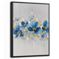 LEINWAND Bilder mit Rahmen - Blumen - Blau - Abstrakt - 30x40 - Hellgrau, Textil (30/40cm) - MuchoWow