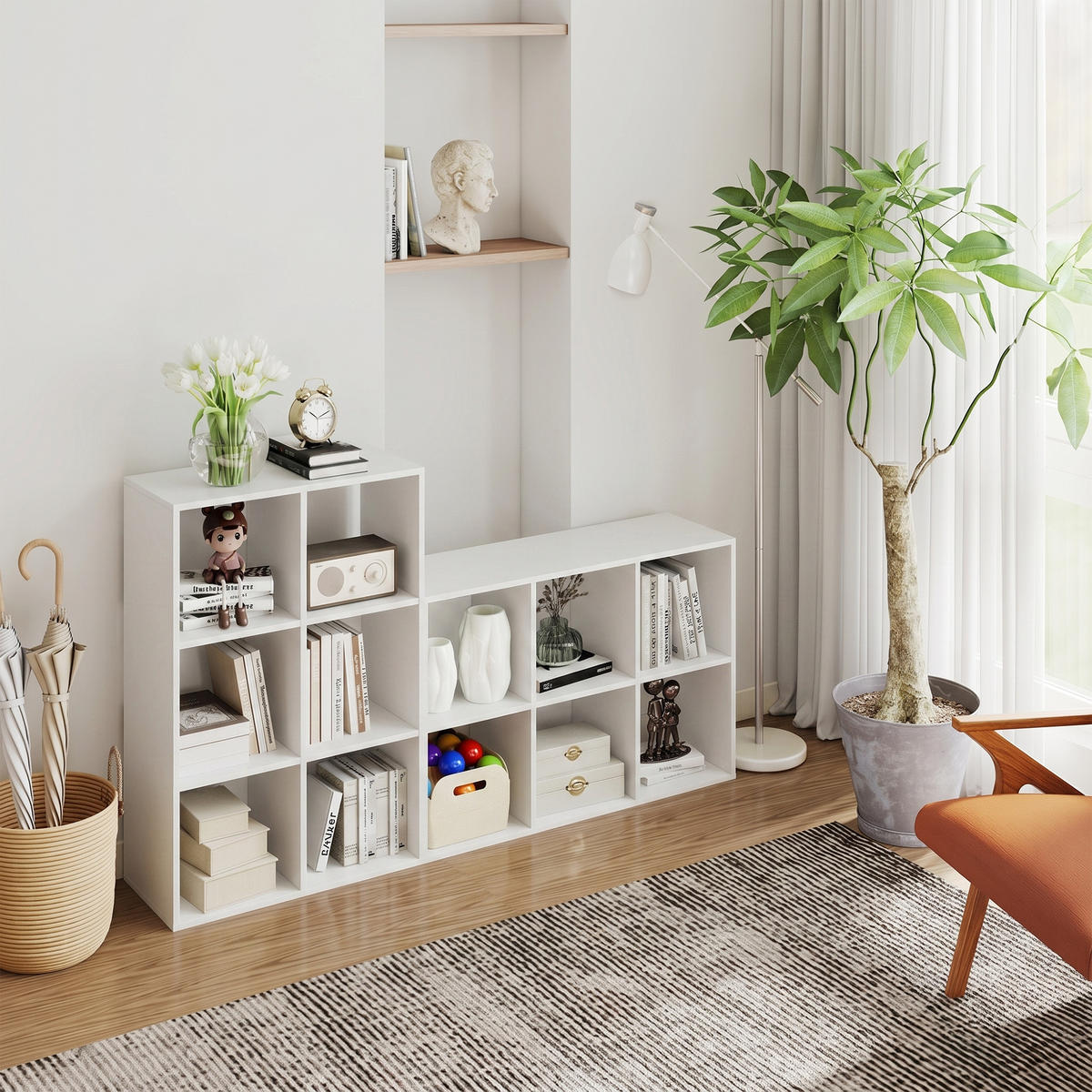 BÜCHERREGAL Spanplatte Weiß - Weiß, Holzwerkstoff (29.5/91.5/61.5cm) - HOMCOM