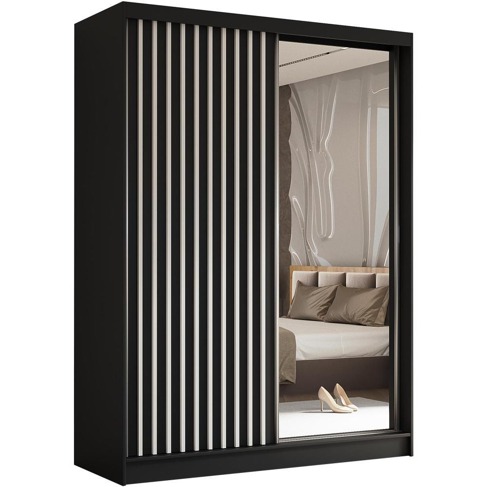 SCHWEBETÜRENSCHRANK Helix 160/216/61 schwarz+weiß mit Schubladeneinsätze - Schwarz/Weiß, Holzwerkstoff (160/216/61cm) - Beautysofa