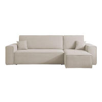 ECKSOFA Scarlo Hellbeige Cordbezug - Ecru/Schwarz, Kunststoff/Textil (244/145cm) - Selsey