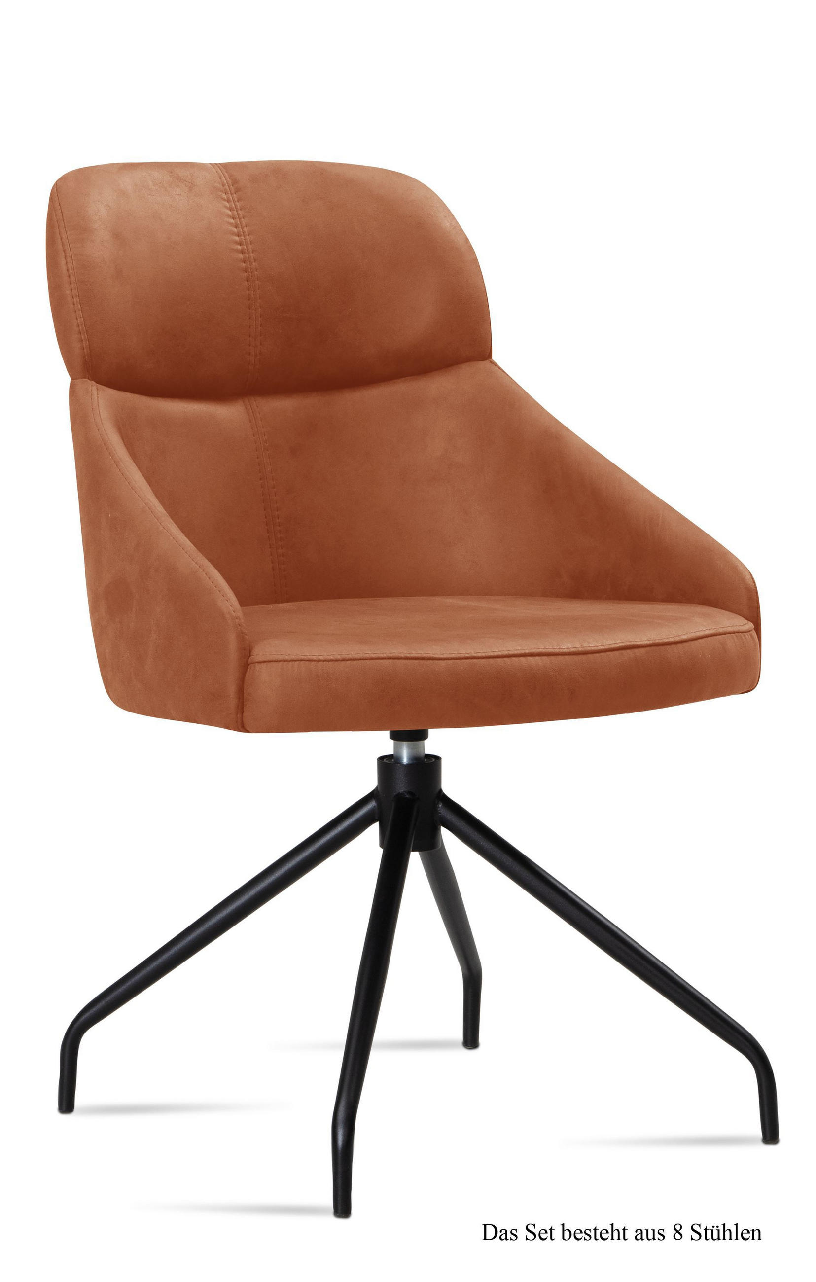 ESSZIMMERSTUHL drehbar (8er-Set) Dorian 52x82x63 Schwarz/Cognac - Cognac/Schwarz, Kunststoff (63/82/52cm) - 58aufmkessel