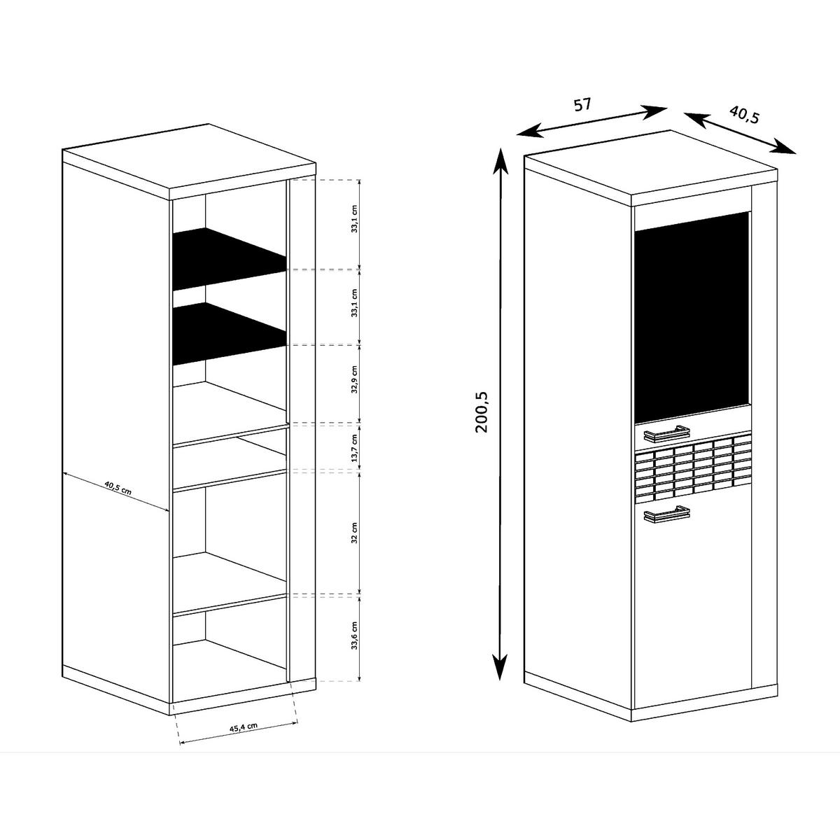VITRINE BALESTRAND N4 Schublade Eiche - Eichefarben/Silberfarben, Glas/Holzwerkstoff (57/201/41cm) - Komodee