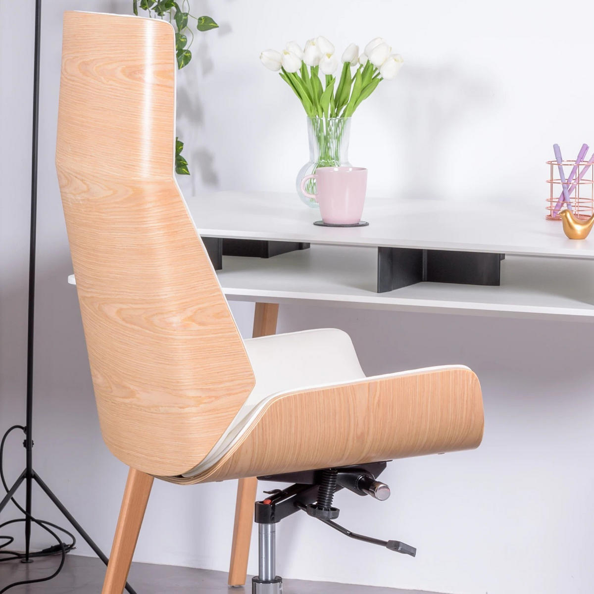 BÜROSTUHL Holz Weiß - Weiß, Holz (70/110/65cm) - Nest Dream