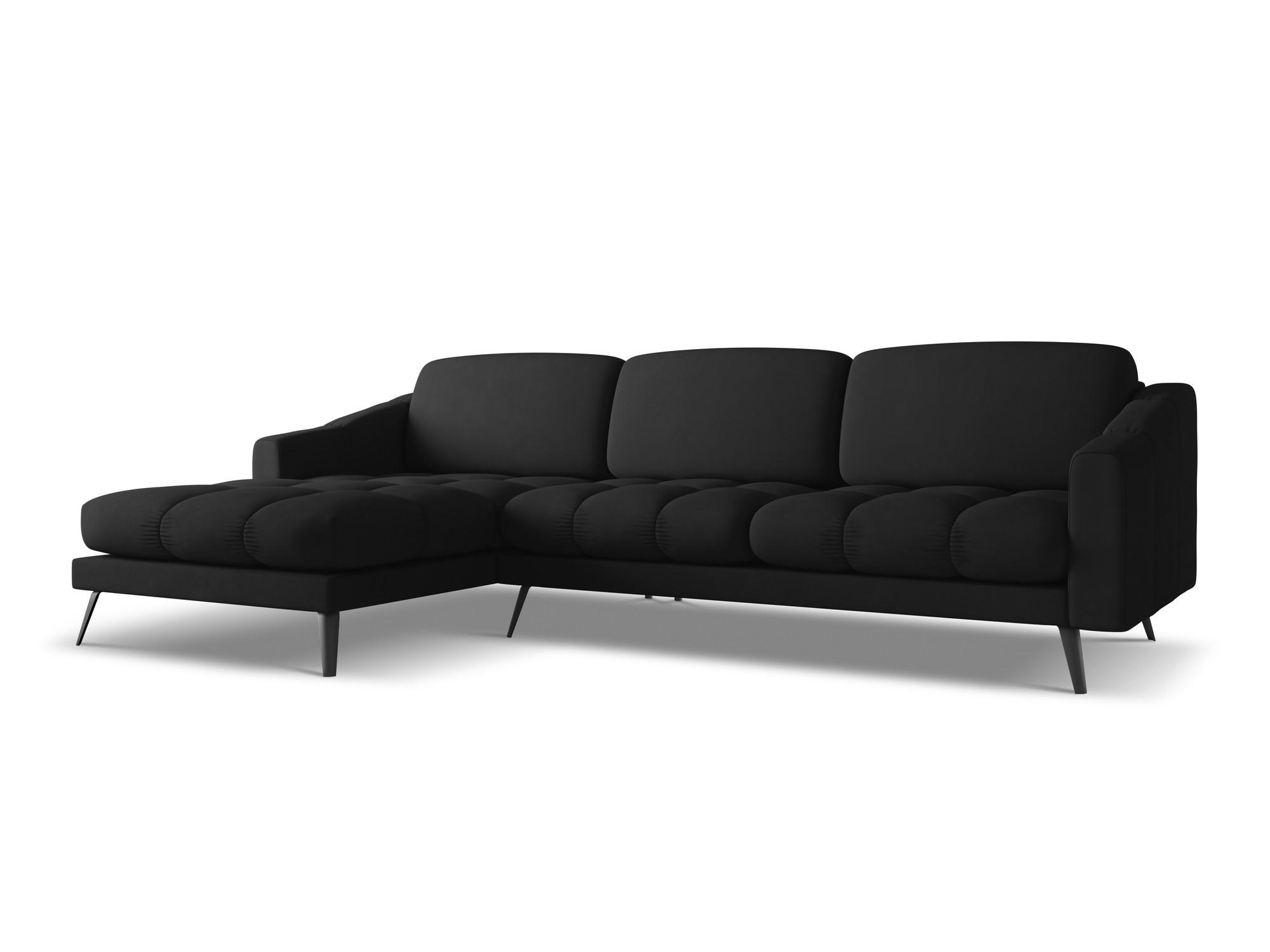 ECKSOFA Links Chenille Stoff Schwarz - Schwarz, Textil/Metall (160/264cm) - Makamii