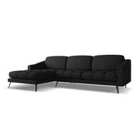 ECKSOFA Links Chenille Stoff Schwarz - Schwarz, Textil/Metall (160/264cm) - Makamii
