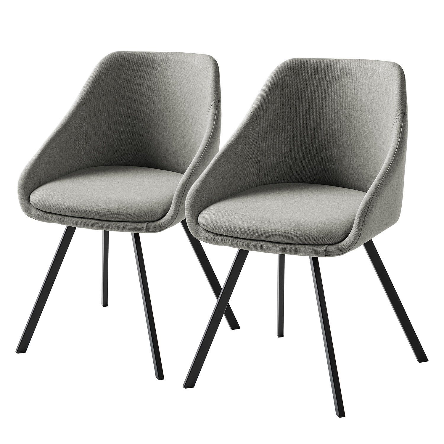 ARMLEHNENSTUHL-SET - Webstoff - Hellgrau, Textil (53/80/54cm) - home24