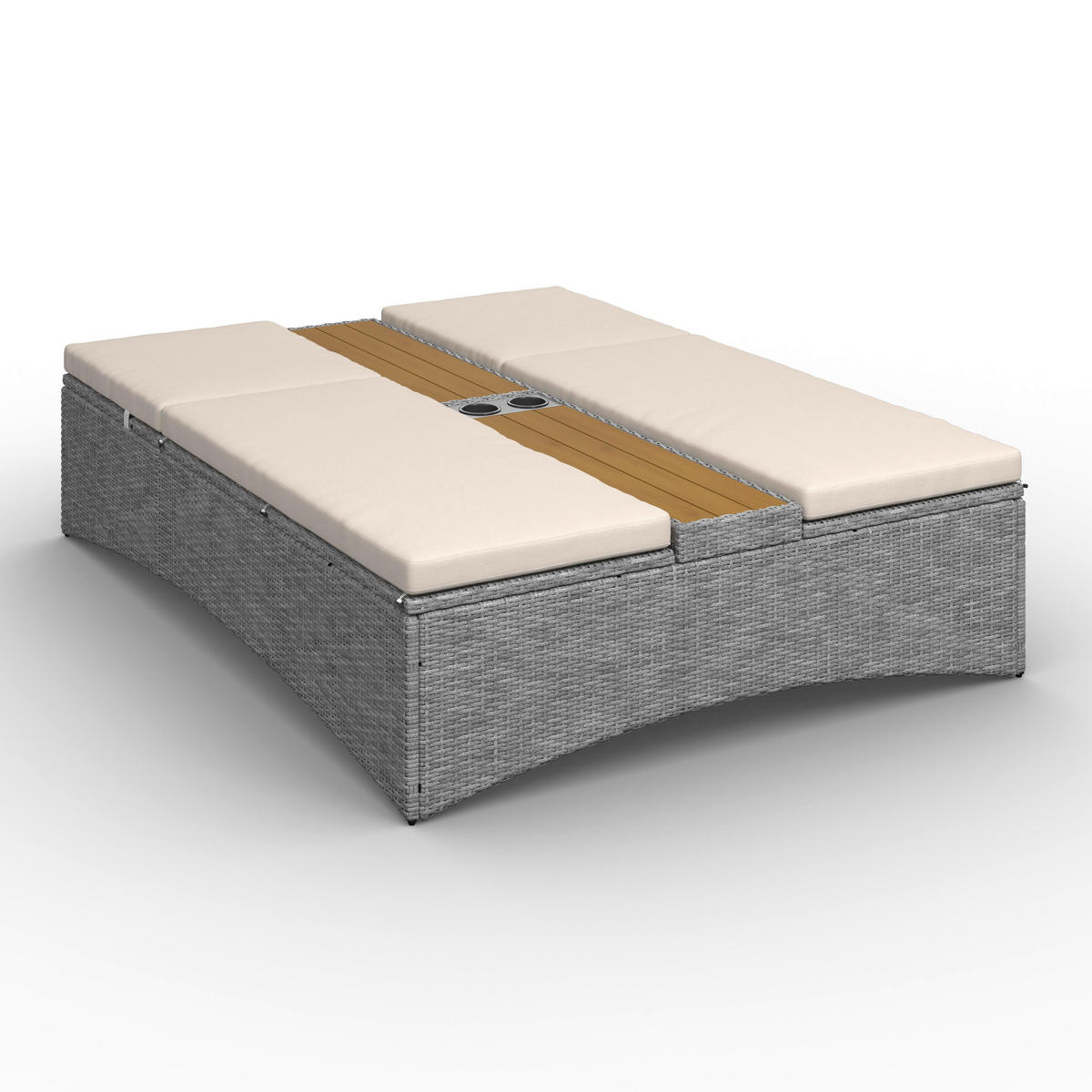 GARTENLIEGE Monero Creme Holz/Metall/Kunststoff - Creme, Holz (1/155/150cm)