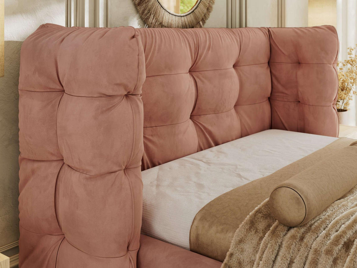 POLSTERBETT FLONELLE CLASSIC 180/200 - Rosa Velvet - Schaum-Matratze - Rosa, Textil (180/200cm) - MKS