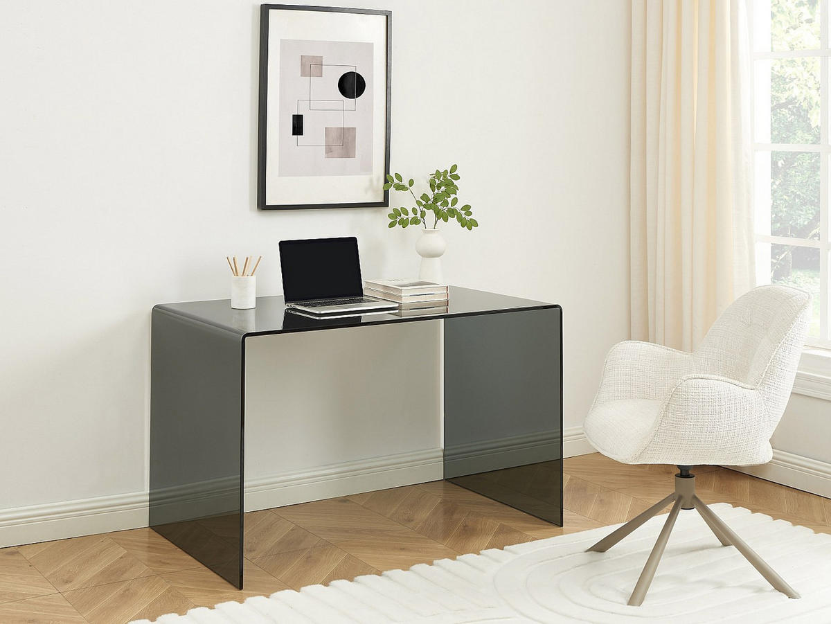 SCHREIBTISCH - getöntes Sicherheitsglas - Schwarz - ELSTRON - Transparent, Glas (70/120/75cm) - Vente-Unique