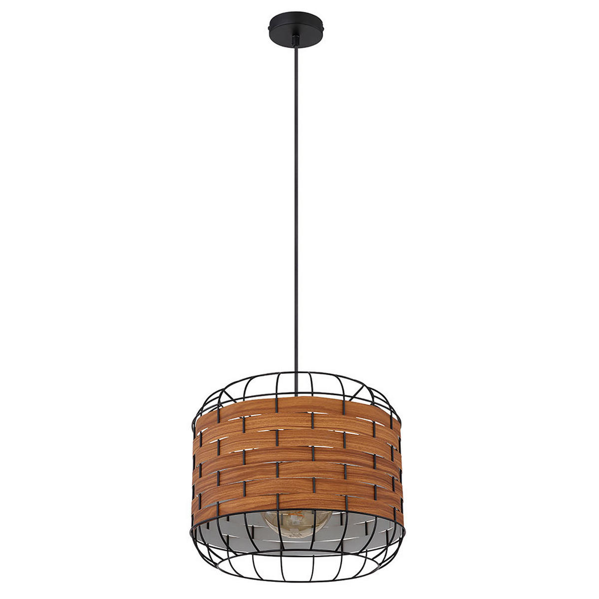 HÄNGELEUCHTE Metall Holzoptik Schwarz - Schwarz, Metall (35/35/120cm) - Globo Lighting