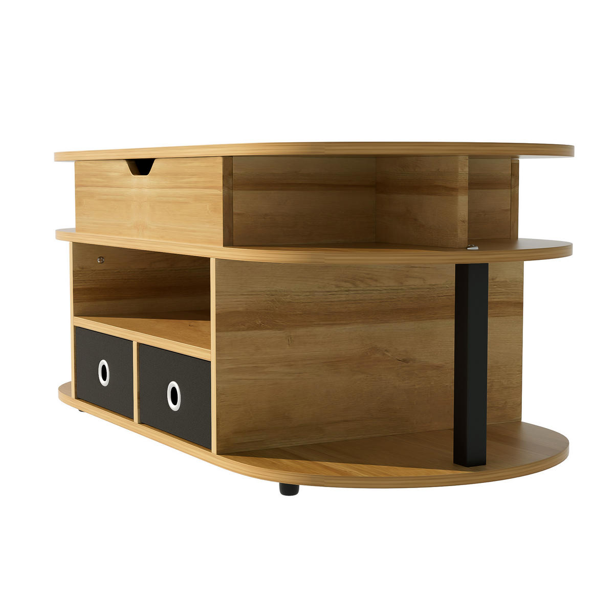 COUCHTISCH aus Spanplatte 105x50x45/60 cm Holzfarbe Schwarz mit Hebefunktion und Stoffschubladen - Naturfarben, Holzwerkstoff (105/50/60cm) - IVMEU