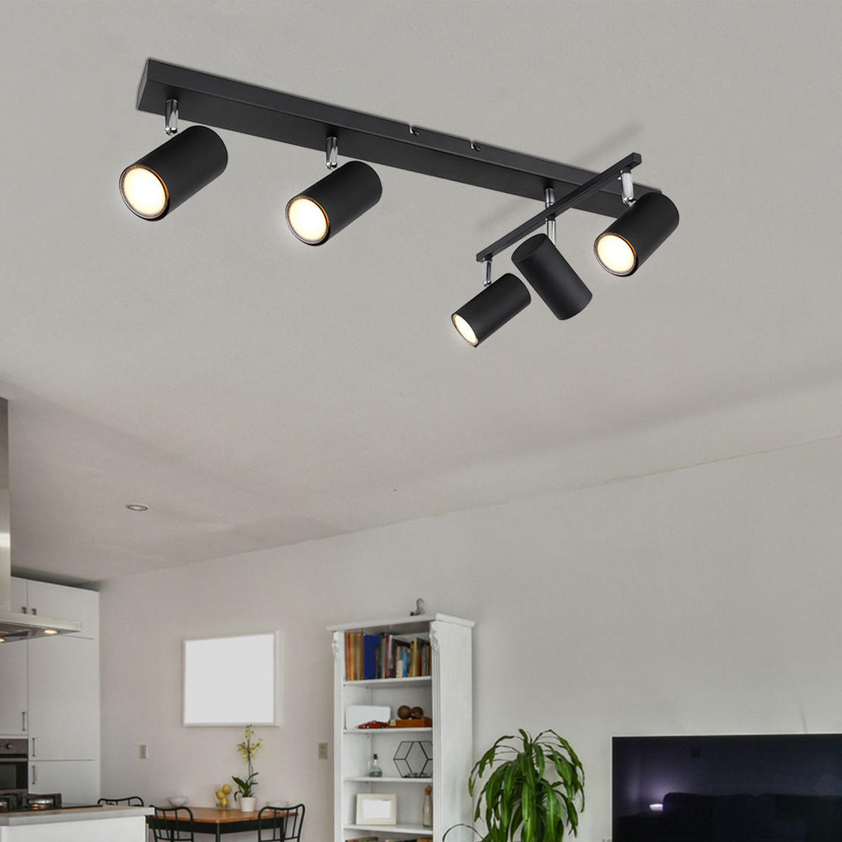 DECKENLEUCHTE Metall Schwarz bewegliche Spots - Schwarz, Metall (70/35/17cm) - Globo Lighting