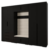 GARDEROBEN-SET 236,7/300/47 - Schwarz/Weiß, Holz/Kunststoff (300/236.7/47cm) - Abiks Möbel