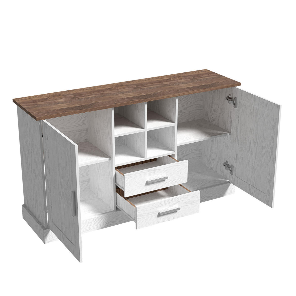 SIDEBOARD 140/40/79,5 cm aus Spanplatte mit 2 Türen, 2 Schubladen und Soft-Close, Weiß/Braun in Holzoptik - Braun, Holzwerkstoff (140/79.5/40cm) - Redom