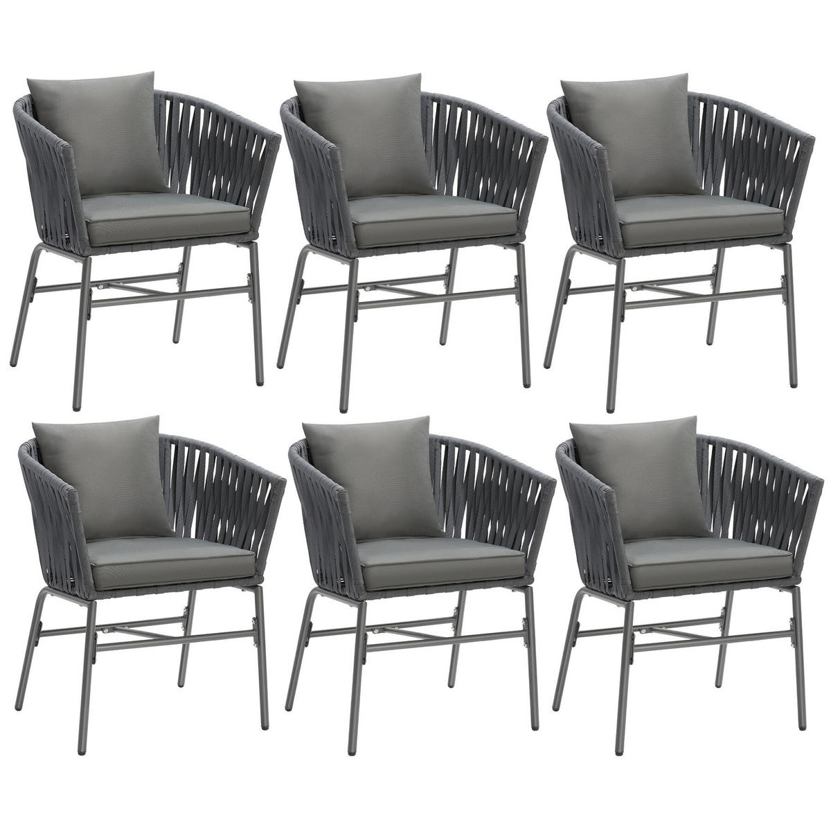 STUHLSET Valeiras,60 x 61 x 77 cm,dunkelgrau/dunkelgrau - Dunkelgrau, Textil (60/77/61cm) - tectake