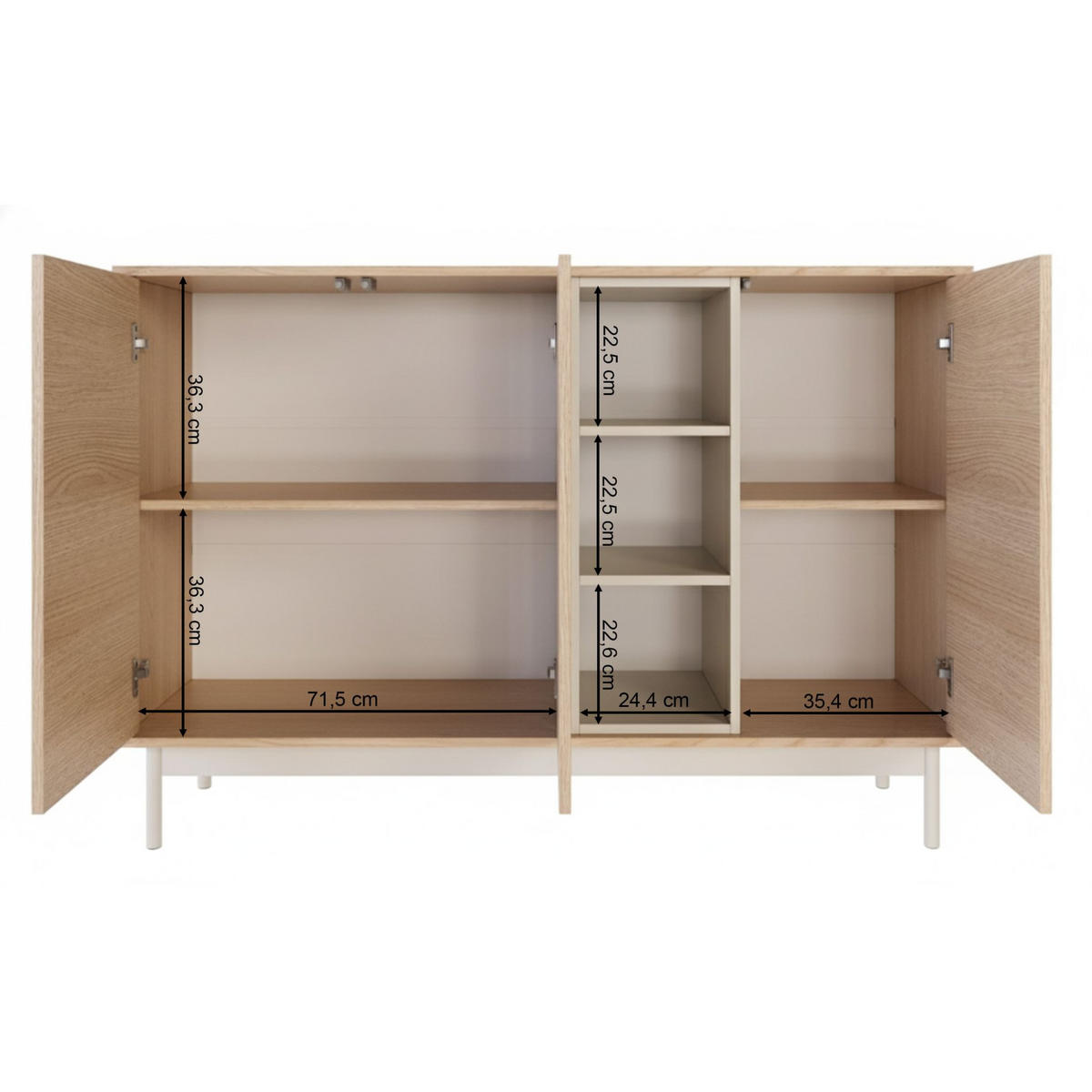 SIDEBOARD Layen Eichenholzoptik Kaschmirgrau 138 cm - Taupe/Beige, Holzwerkstoff/Metall (138/95/39cm) - Selsey