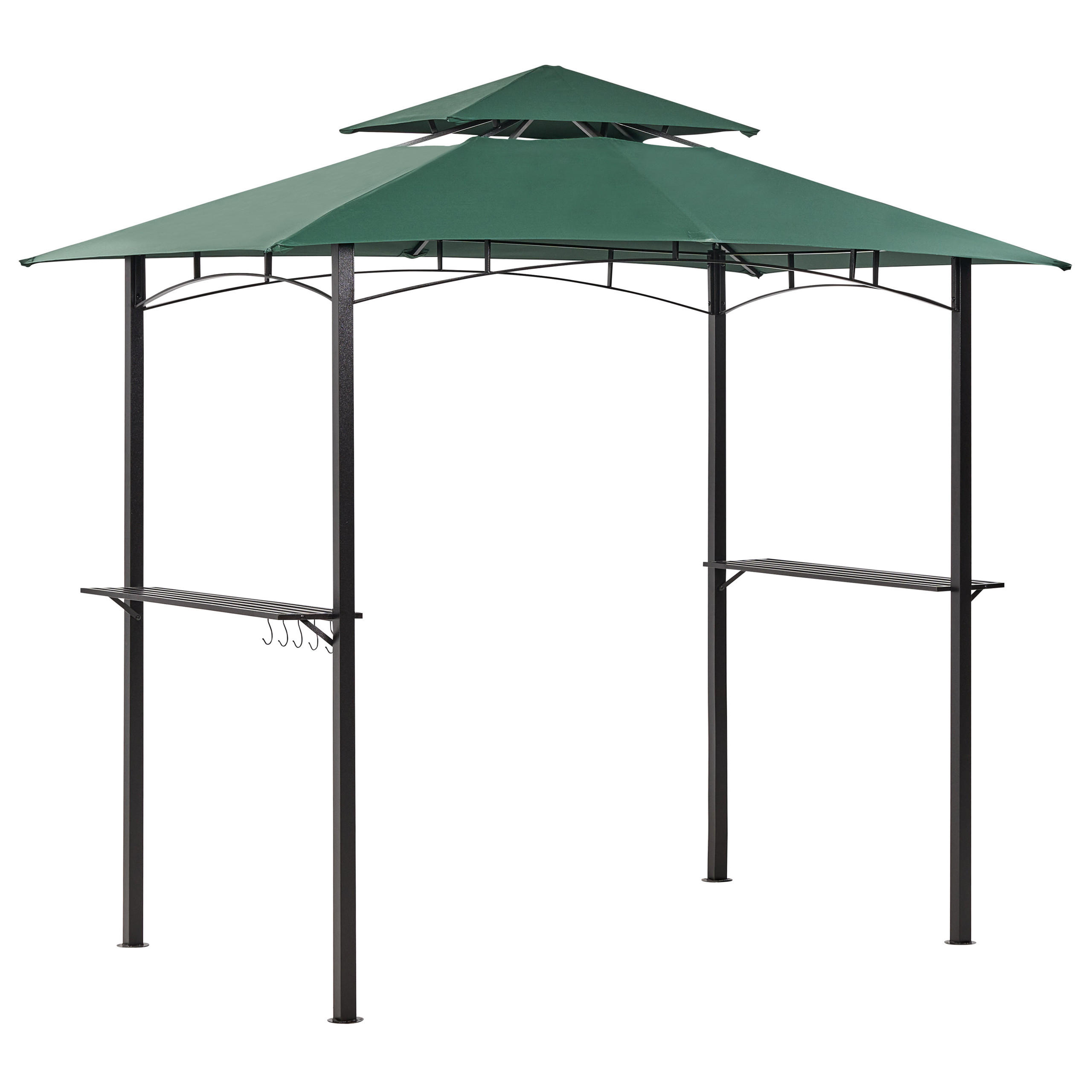 PAVILLON Stahl dunkelgrün 240/148 cm Naro - Schwarz/Grün, Metall (240/245/148cm) - Beliani