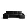 WOHNLANDSCHAFT mit Schlaffunktion SAVIO U Curio 99 - Schwarz, Textil (300/75/140cm) - Bedante