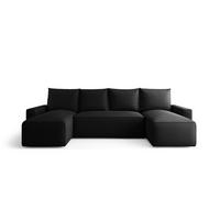 WOHNLANDSCHAFT mit Schlaffunktion SAVIO U Curio 99 - Schwarz, Textil (300/75/140cm) - Bedante