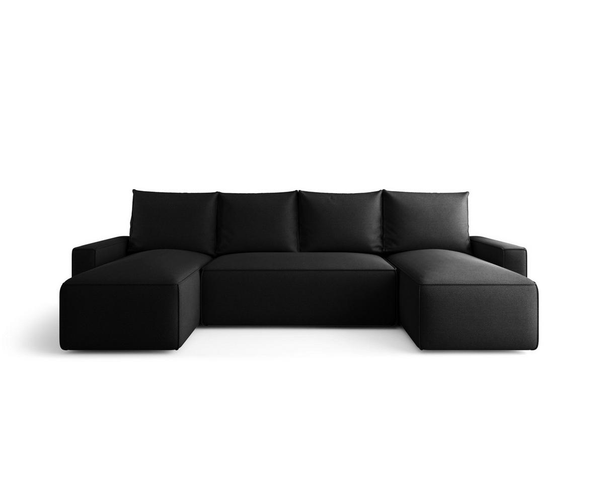 WOHNLANDSCHAFT mit Schlaffunktion SAVIO U Curio 99 - Schwarz, Textil (300/75/140cm) - Bedante