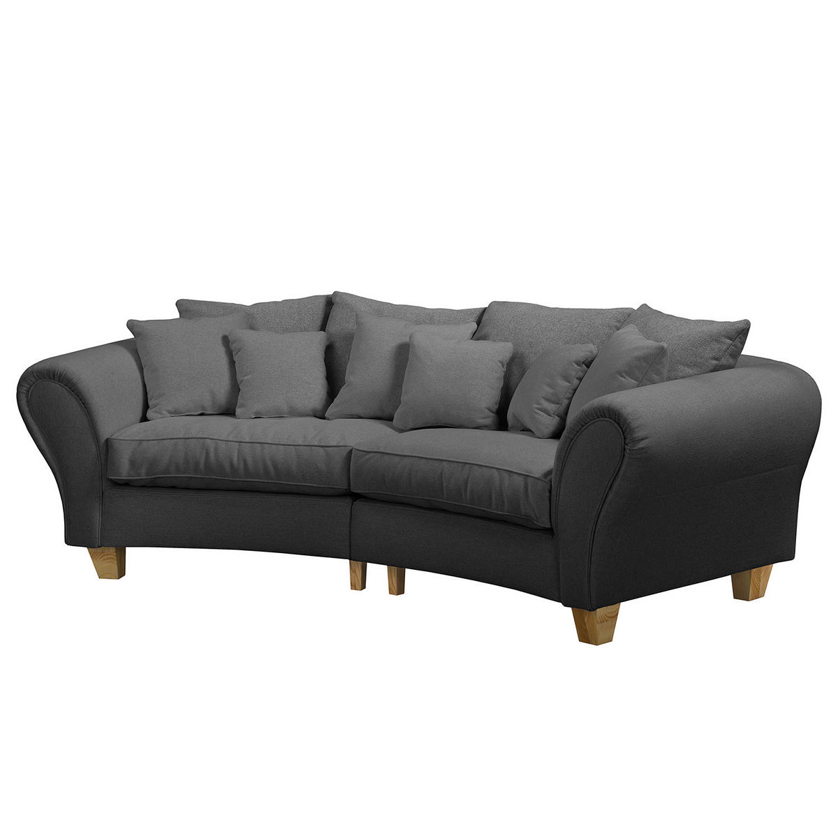 BIGSOFA - Webstoff - Anthrazit/Braun, Holz/Textil (227/95/108cm) - home24