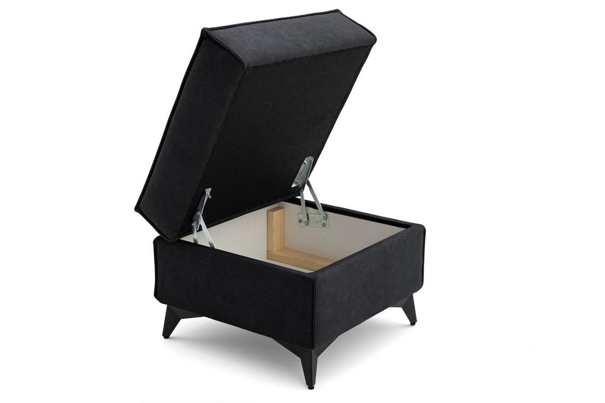 POUF PURE 55 x 55 cm Velours Graphit - Graphitfarben/Schwarz, Holz/Textil (55/45/55cm) - Muffo