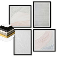 WANDBILDER 4er-Set - 50x50 cm & 40x60 cm Schwarzer Rahmen - Leuchtende Strukturen, Sandmuster - Schwarz, Kunststoff (50/50cm) - ArtPrintCave