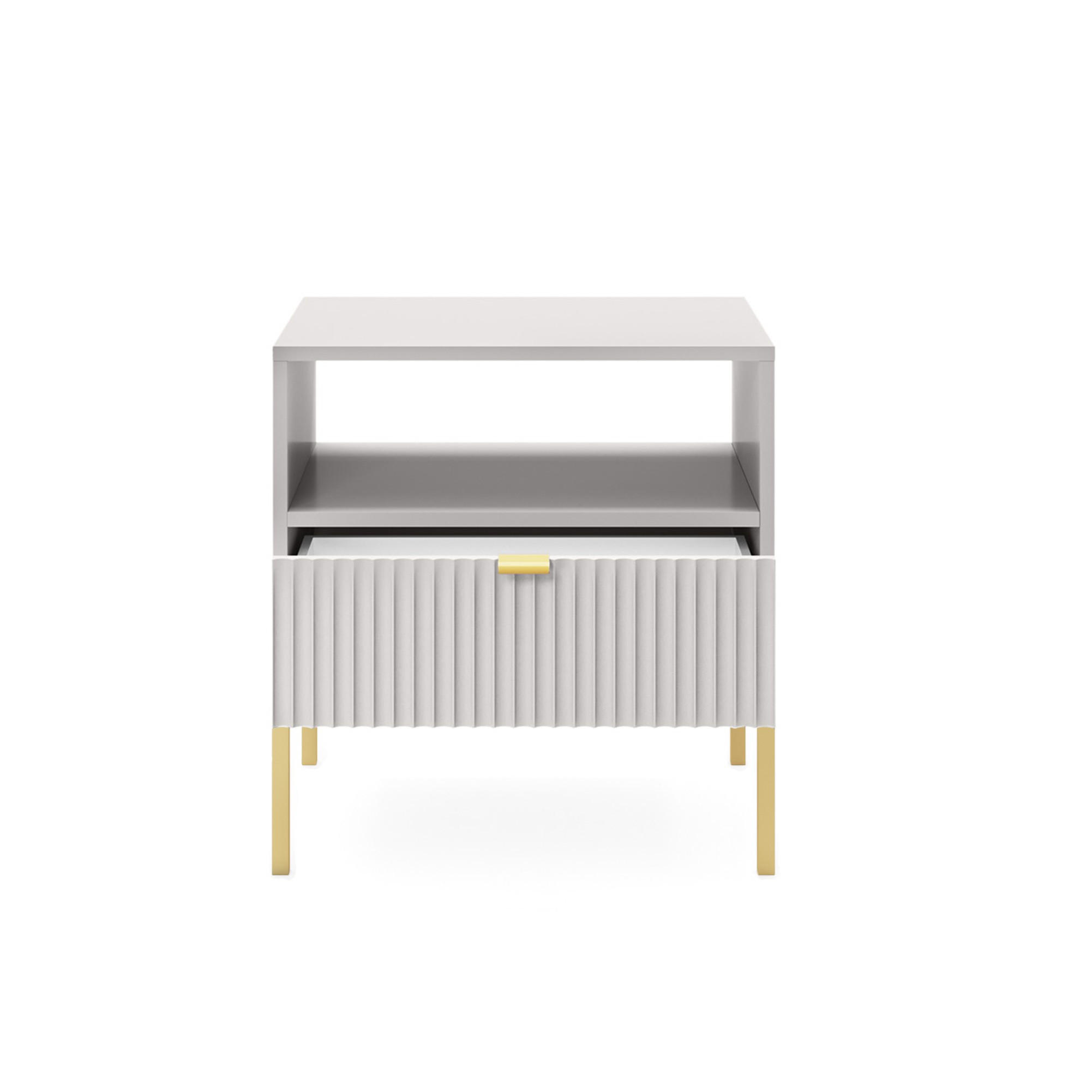 NACHTTISCH Nova Grau, Golden Beine, mit Schublade - Goldfarben/Grau, Holzwerkstoff/Metall (54/56/39cm) - Bettso