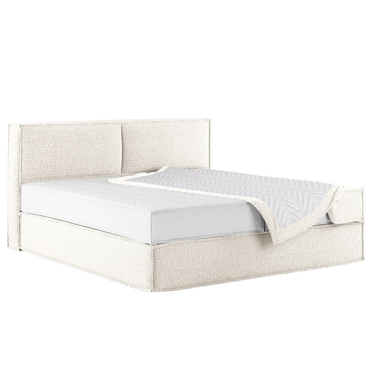 BOXSPRINGBETT mit Kopfteil - Premium - Weiß, Textil (200/200cm) - home24