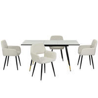 ESSZIMMER SET mit ausziehbarem Tisch und 4 bequemen Stühlen - Beige, Holzwerkstoff/Metall (80/75/160cm) - Urban Meuble