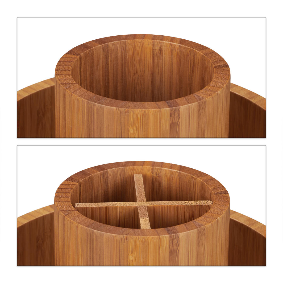 MAKEUP Organizer - Hellbraun, Holz/Kunststoff (20/15/20cm) - Relaxdays