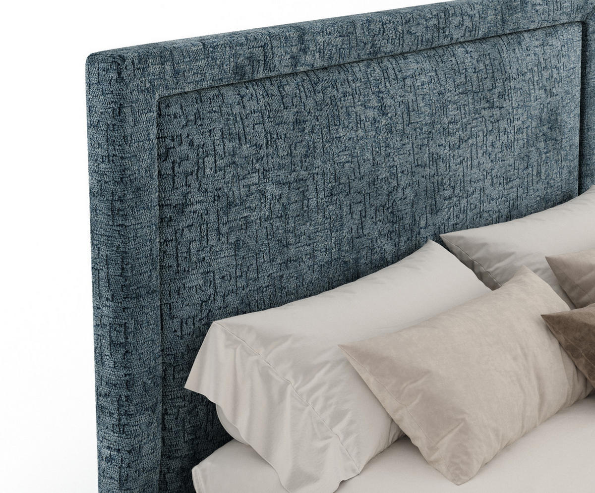 POLSTERBETT Ordina Blau 160/200 cm im Chenille-Stoff - Blau/Silberfarben, Holz/Holzwerkstoff (160/200cm) - Maison de Reve