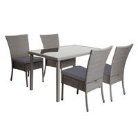 POLY-RATTAN GARNITUR Grau, Anthrazit 5-teilig-Set - Anthrazit/Grau, Kunststoff - MCW