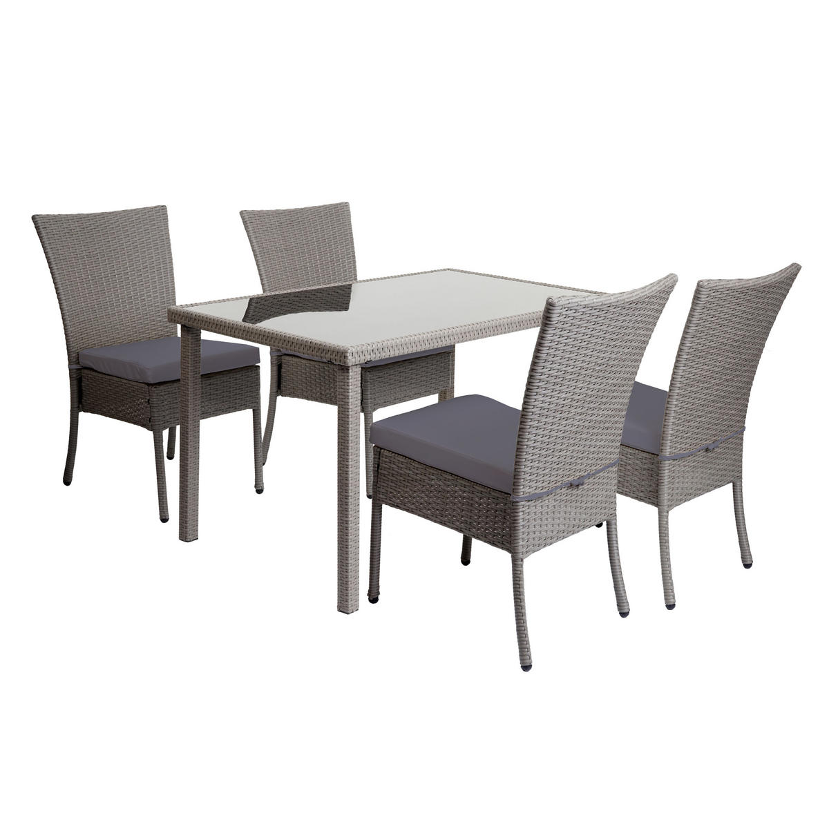POLY-RATTAN GARNITUR Grau, Anthrazit 5-teilig-Set - Anthrazit/Grau, Kunststoff - MCW