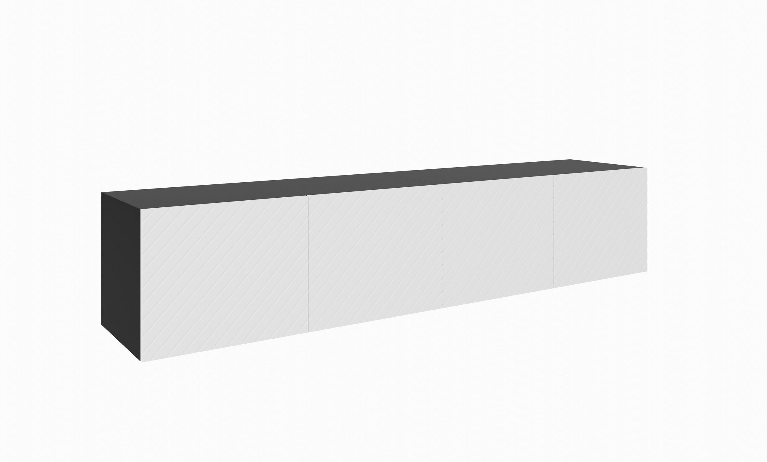 Meblini Tv-Schrank Schwarz, Weiß 200x41x40 cm
