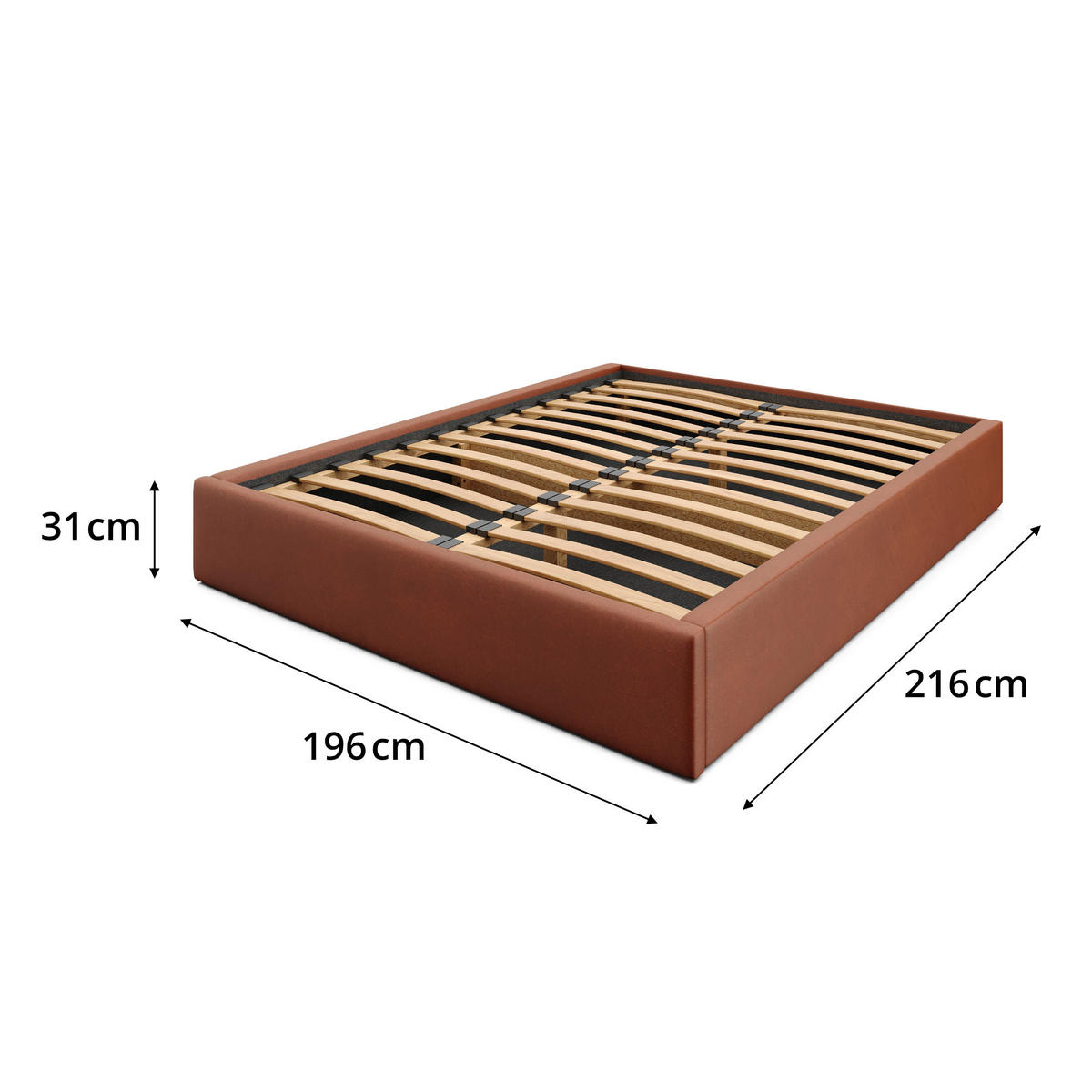 POLSTERBETT 180x200cm Bett mit Stauraum Lattenrost Honigfarbe - Orange/Braun, Holz/Holzwerkstoff (180/200cm) - Muralo