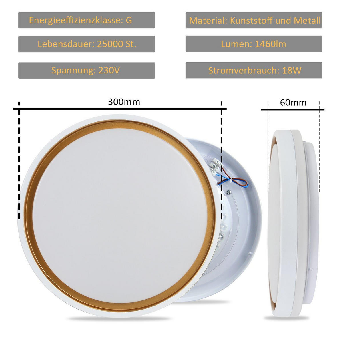 LED-DECKENLEUCHTE Artemis 30/30/6cm - Weiß, Metall (30/30/30cm) - ZMH