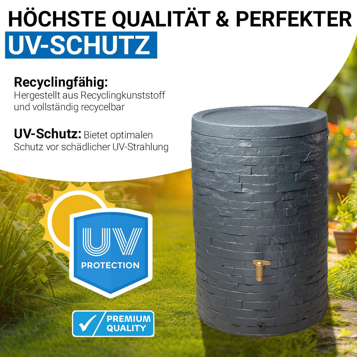 REGENTONNE 250 L, graphite grey - Grau, Kunststoff (60/93/60cm) - 4rain