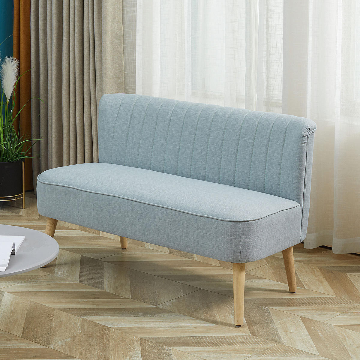 SOFA 2-Sitzer, Holz, Stoff, Grün - Grün, Holz (56.5/77/117cm) - HOMCOM