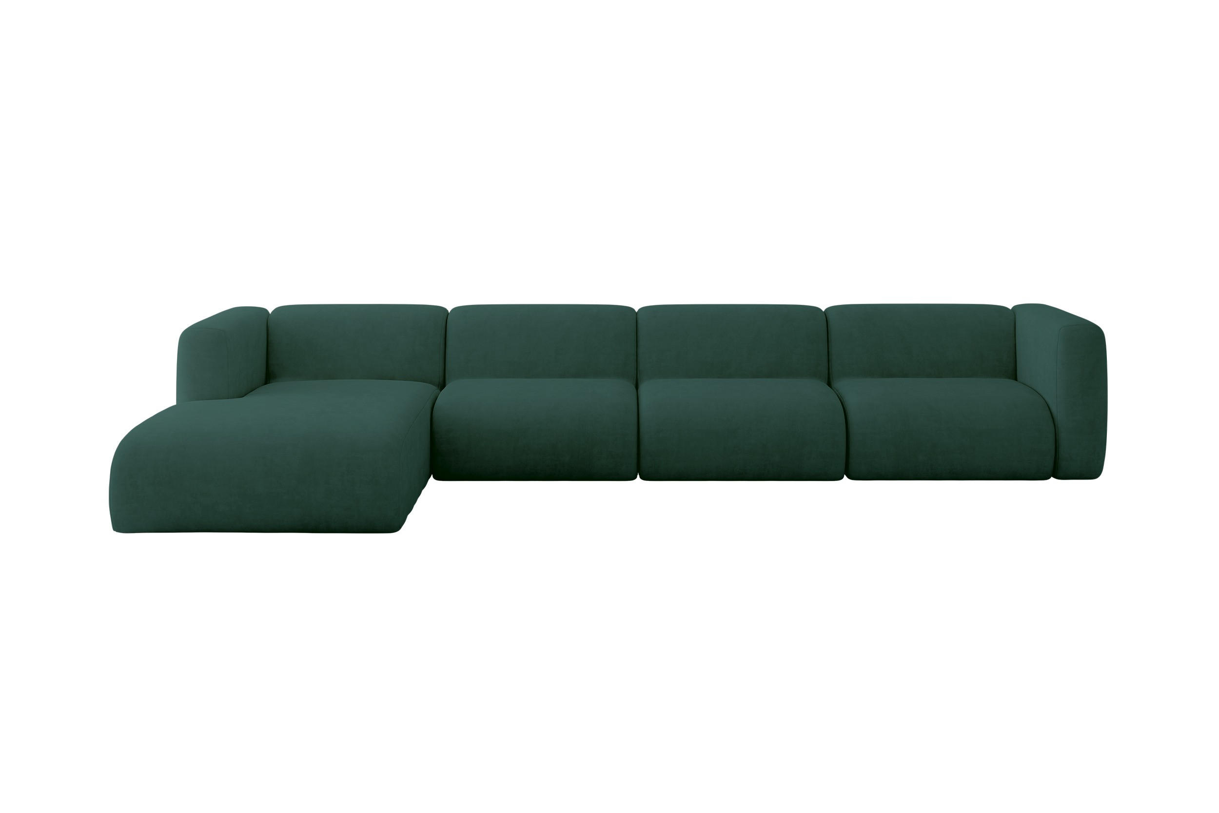 ECKSOFA Ottomane Links MIRA-L3 409x179x70 Grün Velours - Dunkelgrün/Schwarz, Holzwerkstoff/Kunststoff (409/179cm) - ALTDECOR