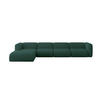 ECKSOFA Ottomane Links MIRA-L3 409x179x70 Grün Velours - Dunkelgrün/Schwarz, Holzwerkstoff/Kunststoff (409/179cm) - ALTDECOR