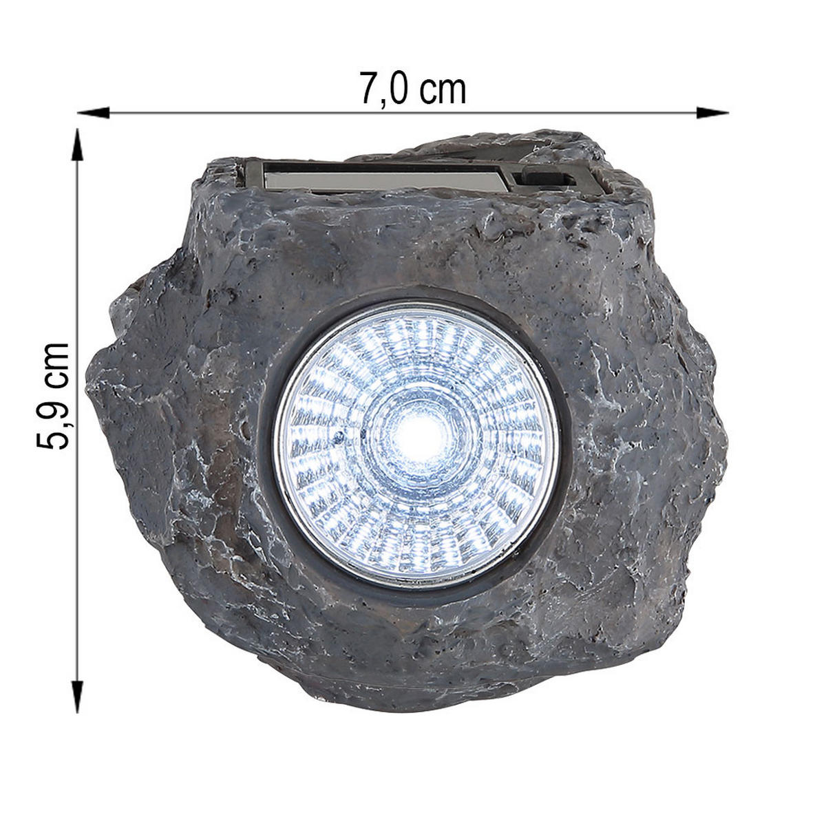 LED SOLARLEUCHTE Stein Grau - Schwarz, Glas (17/17/25cm) - Globo Lighting