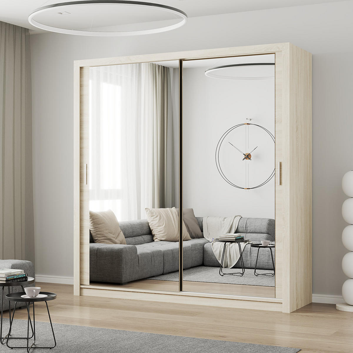 SKŘÍŇ s otočnými dveřmi Milan 203 cm 203/215/64 cm, 2dveřová, dub sonoma - Sonoma dub, kompozitní dřevo (203/215/64cm) - imoebel24