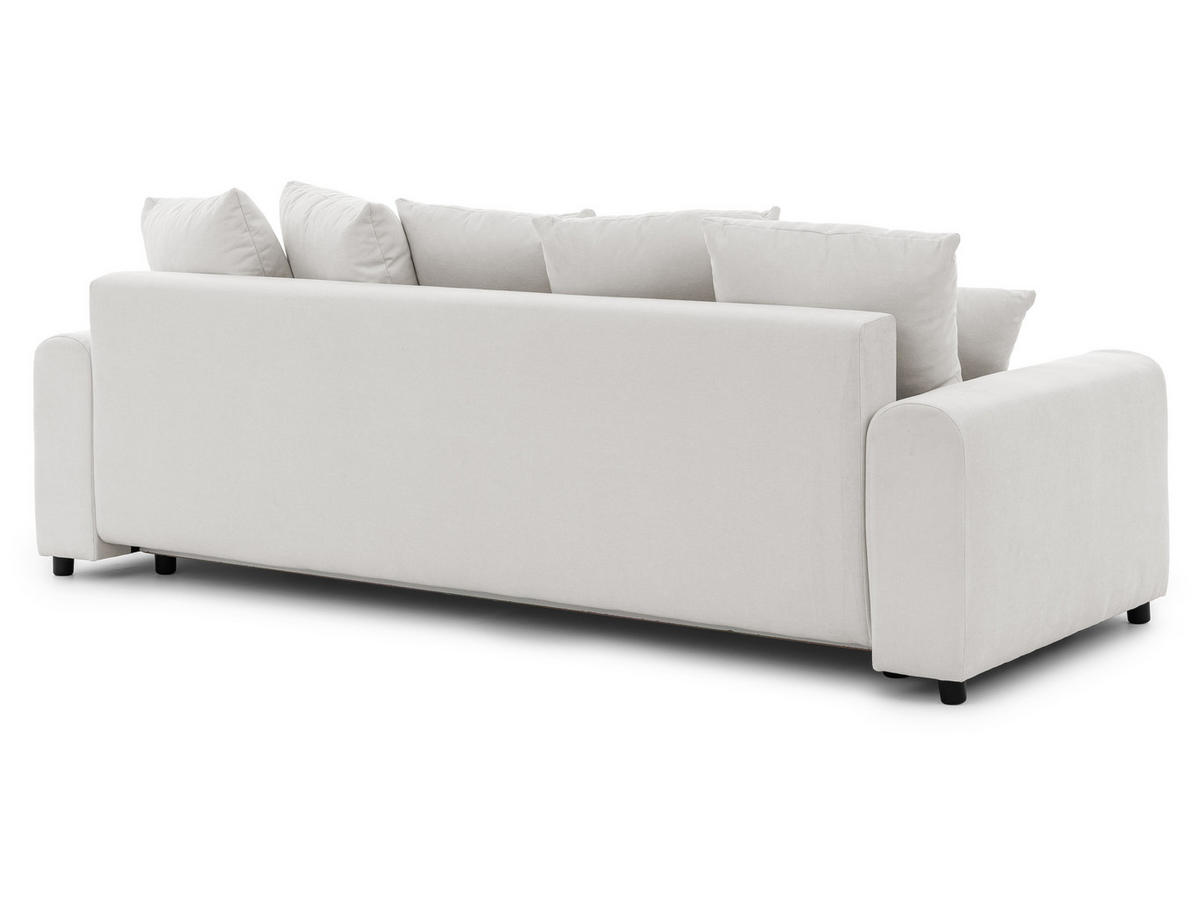 SCHLAFSOFA Calma mit Bettkasten im Bumpy-Design aus weichem Creme Webstoff - Creme/Schwarz, Holz/Kunststoff (239/88/98cm) - S-Style