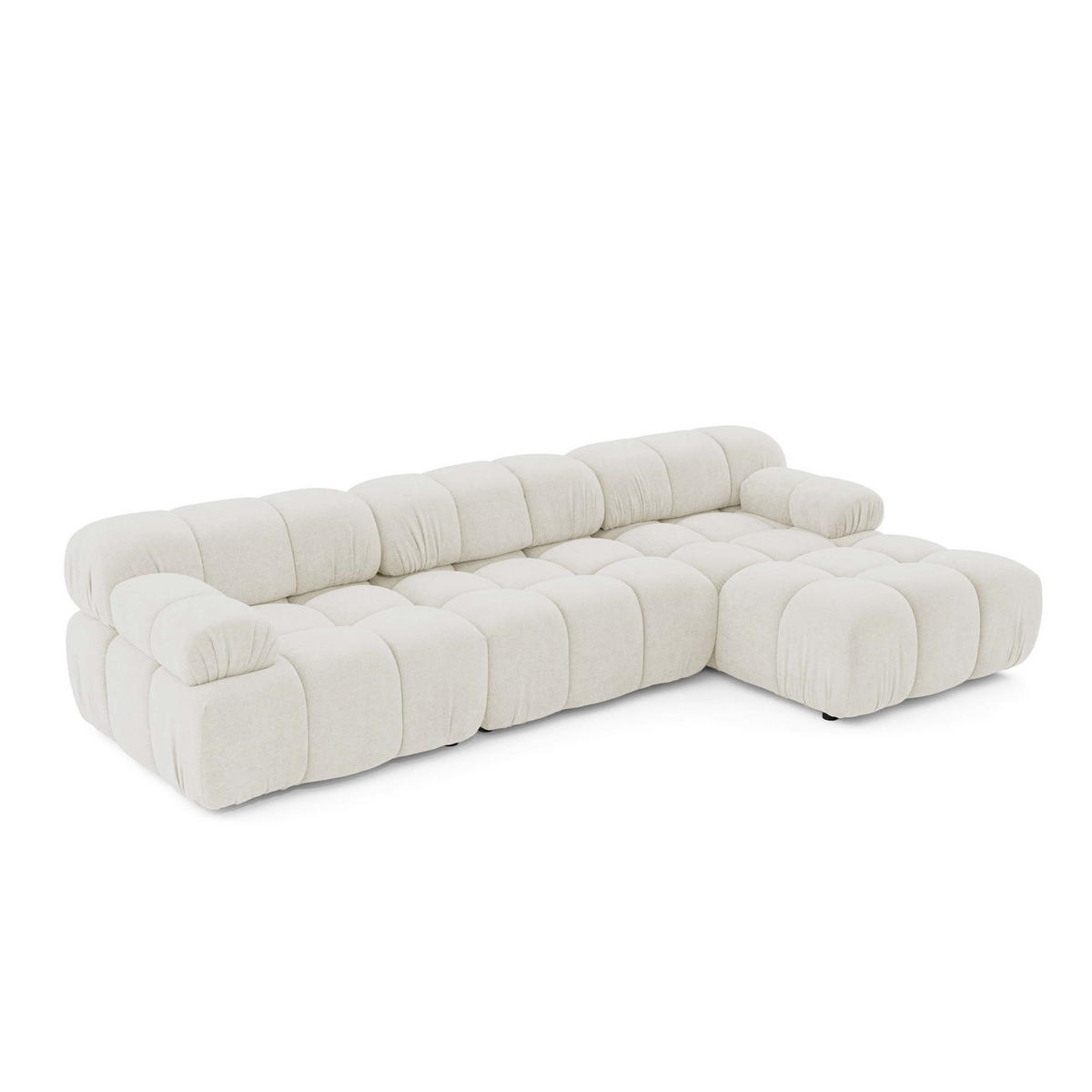 MODULARES Ecksofa MOMENTUM L, Rechts, Breite 282 cm, strukturierter Stoff, Weiß - Chromfarben/Weiß, Holz/Textil (155/282cm) - Muffo