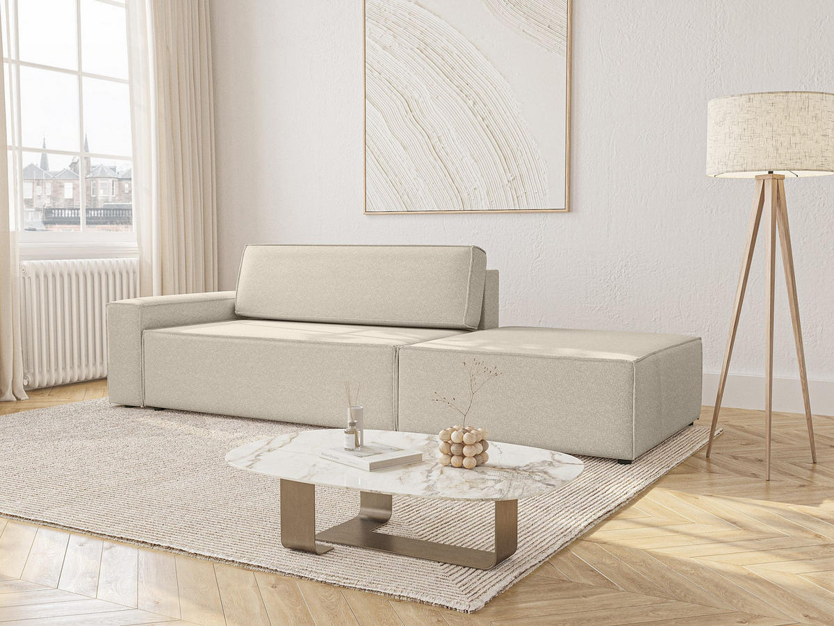 SCHLAFSOFA Lummo Si mit Schlaffunktion, Beige - Beige, Textil (263/70/100cm) - Fedve