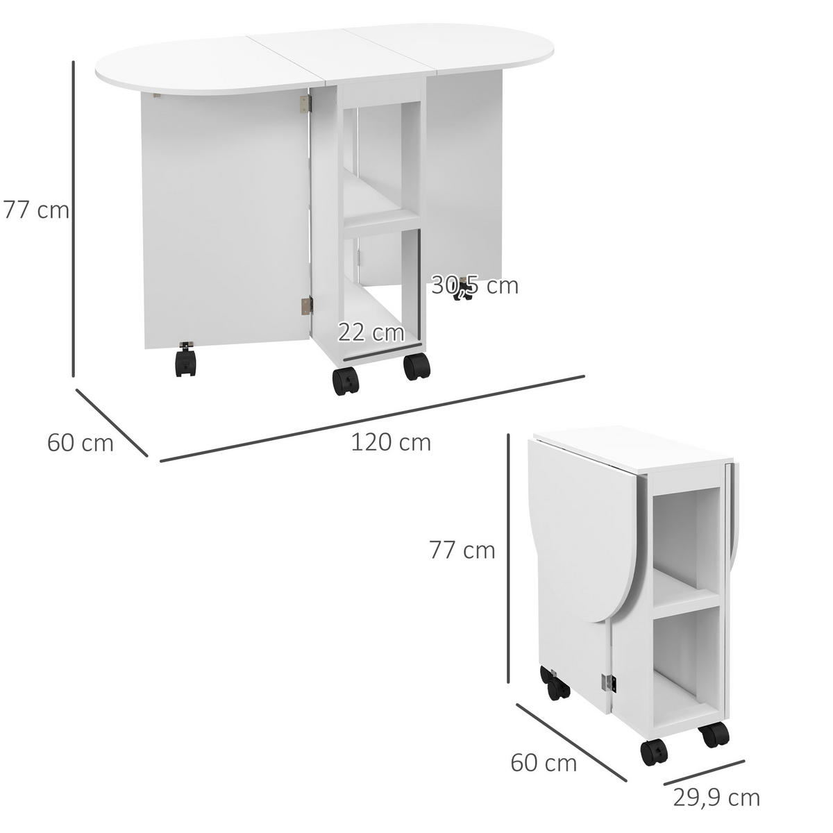 ESSTISCH Weiß 1 Stück - Weiß, Kunststoff (120/60/77cm) - GiPP
