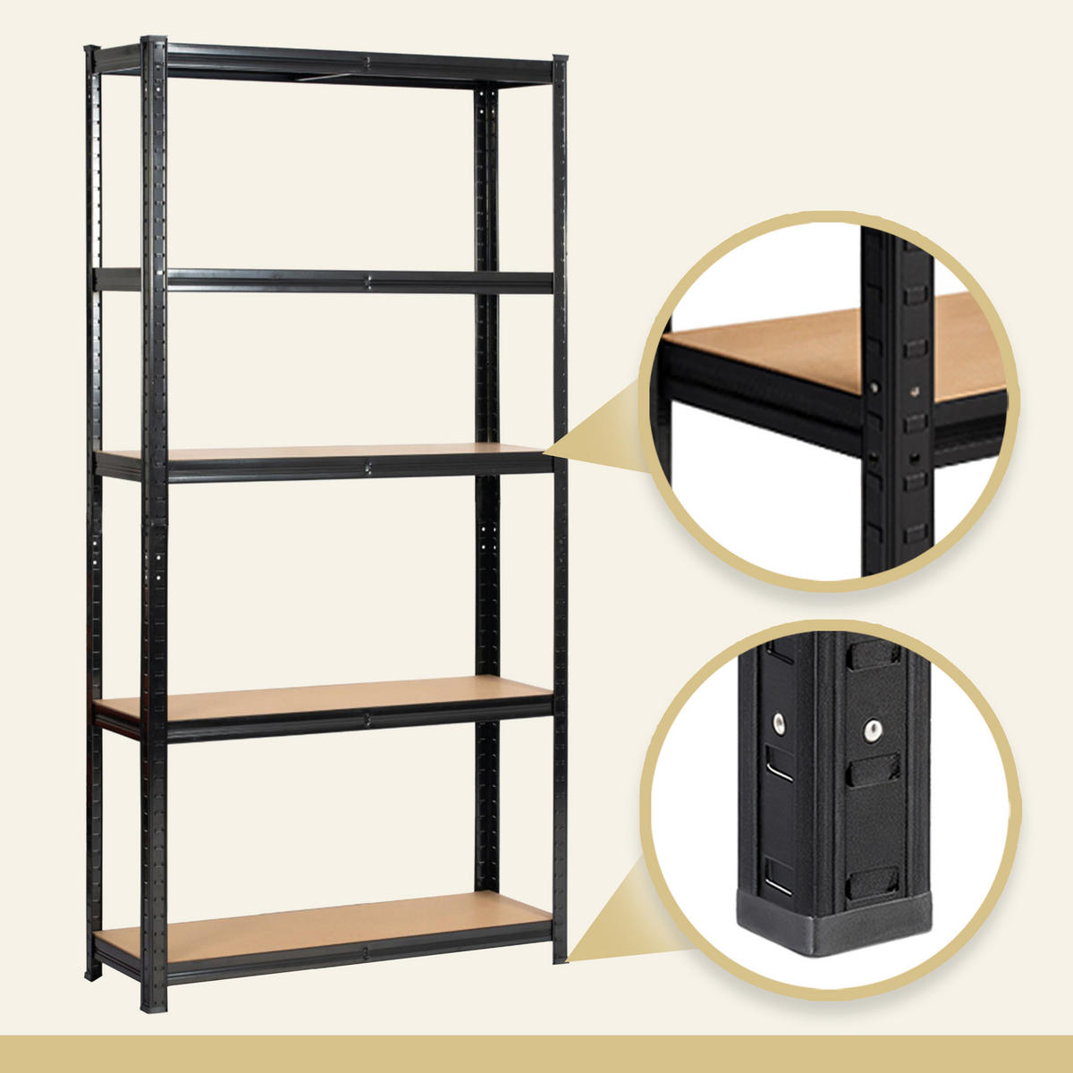 SCHWERLASTREGAL Schwarz 90x30x180 cm - Schwarz, Metall (90/180/30cm) - Akord