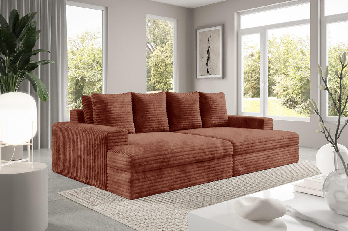 SCHLAFSOFA Premium Extra Komfort Kupferfarben - Schwarz/Kupferfarben, Holz/Holzwerkstoff (272/42/167cm) - Furnisell